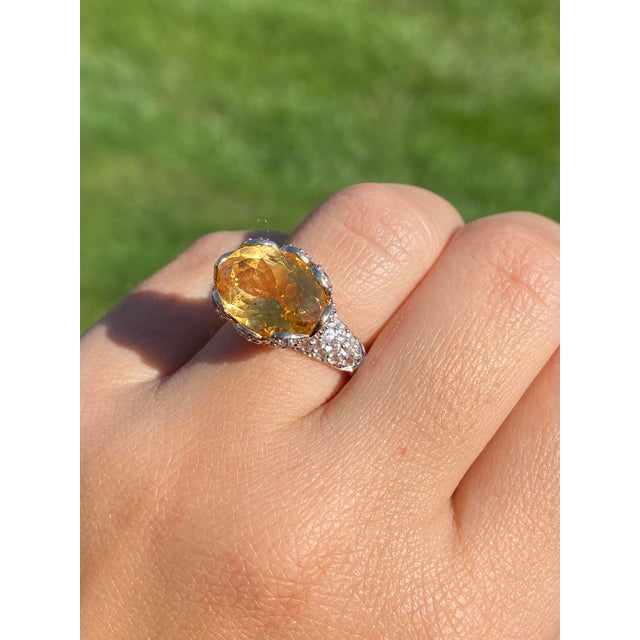 The Yarra Glen: Oval Brilliant Cut Natural Citrine Set East to West with Pave set Natural White Topaz For Sale - Image 10 of 10