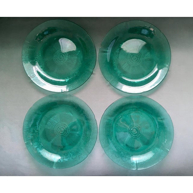 Boho Chic Vintage Forte Crisa Green Glass Plates- Set of 4 For Sale - Image 3 of 13