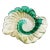 Vintage Murano Gold Flecks Emerald Green Swirl Paint Stroke Italian Art Glass Ribbed Bowl Dish For Sale