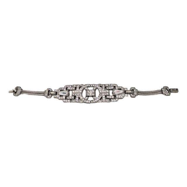 Vintage Art Deco Clear Rhinestone Bracelet For Sale
