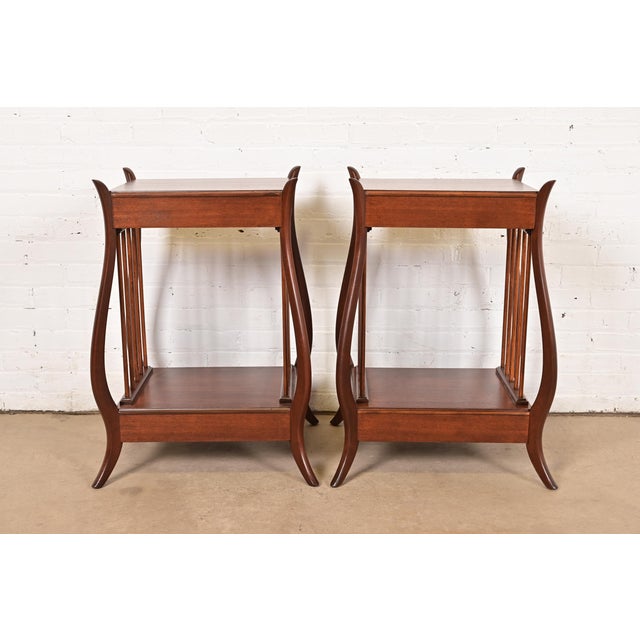 Maslow Freen French Regency Louis XVI Carved Mahogany Nightstands, Newly Refinished For Sale - Image 13 of 14
