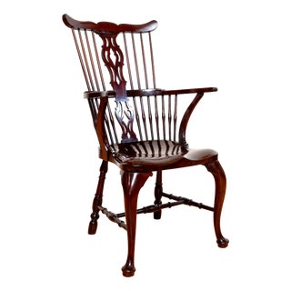 Antique Georgian Revival Victorian Windsor Chair Thames Valley in Mahogany, 1890 For Sale