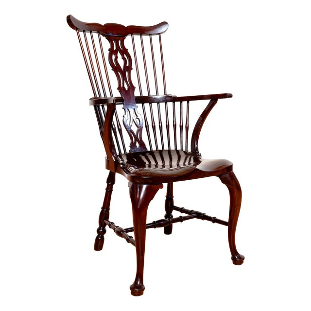 Antique Georgian Revival Victorian Windsor Chair Thames Valley in Mahogany, 1890 For Sale