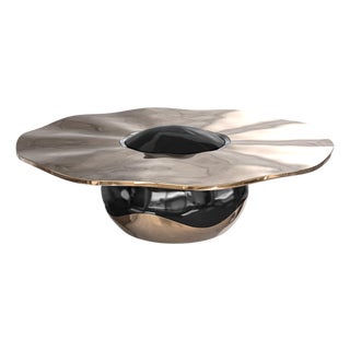 "Capriccio" Coffee Table With Bronze, Handcrafted For Sale