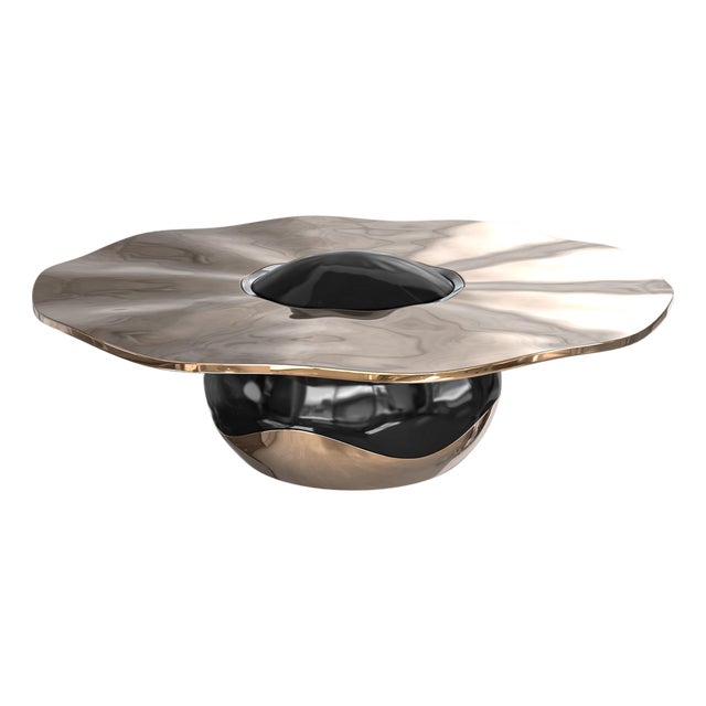 "Capriccio" Coffee Table With Bronze, Handcrafted For Sale