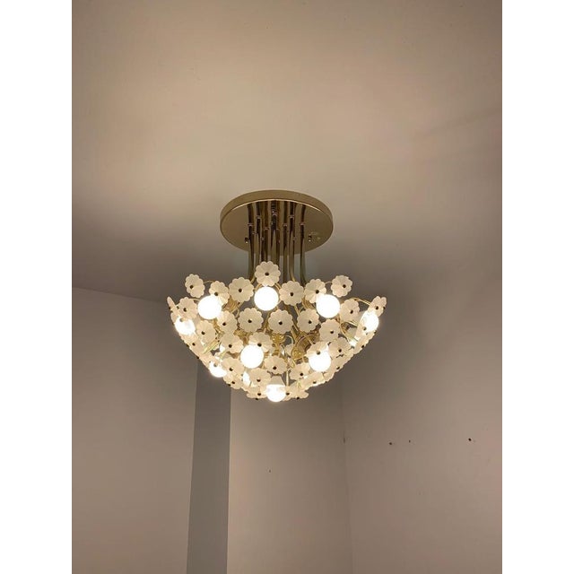 Italian Floral Brass Chandelier, 1970s For Sale - Image 13 of 18