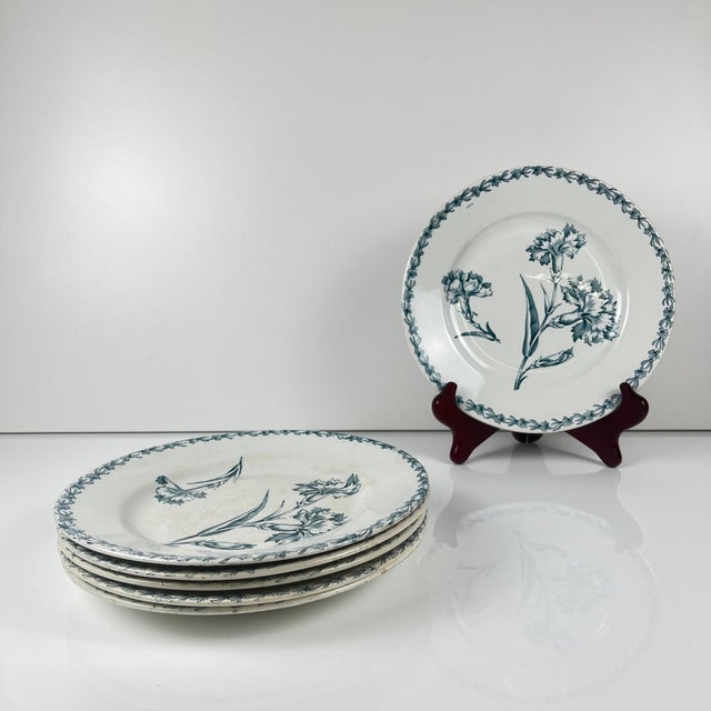 Antique Dessert Plates with Carnation Pattern from KG Lunéville, 1890s, Set of 6 For Sale - Image 14 of 14