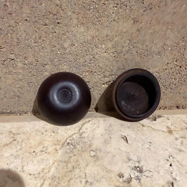 1970s Small Lidded Wood Vessel Container For Sale - Image 17 of 18