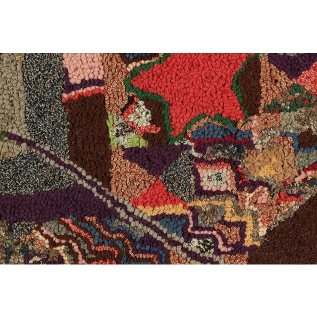 Rug & Kilim Signed Antique Hooked Rug With Polychromatic Abstract Patterns - Rug & Kilim For Sale - Image 4 of 4