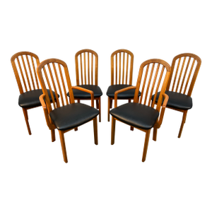 Set of Six Mid-Century Teak Dining Room Chairs
