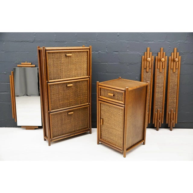 Rattan Wardrobe Set, Italy, 1970s, Set of 6 For Sale - Image 4 of 10