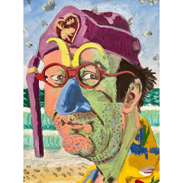 Carlo Pittore Oil on canvas, 1984, Self Portrait, initialed and dated lower left, slat framed, 21"sqr (frame) 20 X 20...