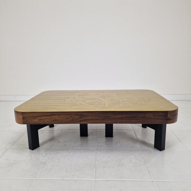 Etched Brass Coffee Table from Felix De Boussy, Belgium, 1976 For Sale - Image 4 of 17