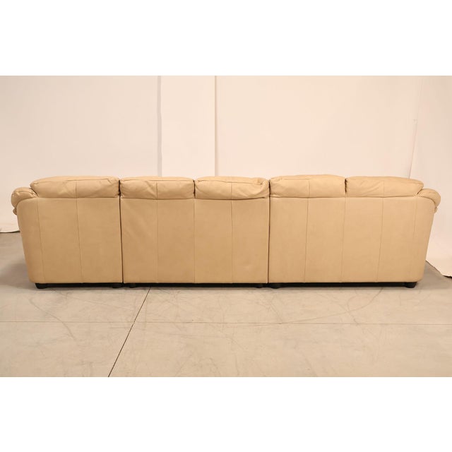 Italian Made Leather Sectional Sofa With Chaise For Sale - Image 15 of 18