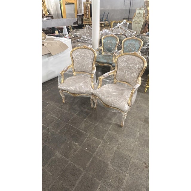 1960s Rococo Armchairs Beige Upholstery Salon Accent Chairs For Sale - Image 9 of 9