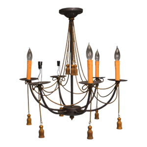 Hollywood Regency Style, Metal, Brass, Tassel Motif Chandelier, Usa, 1960s