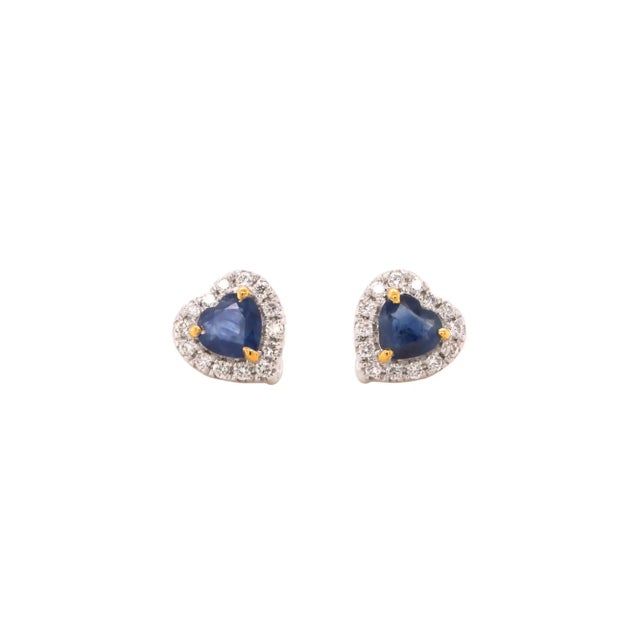 Contemporary Convertible Heart Cut Sapphire and Diamond Platinum Earrings - Fei Liu, Pair For Sale - Image 3 of 5