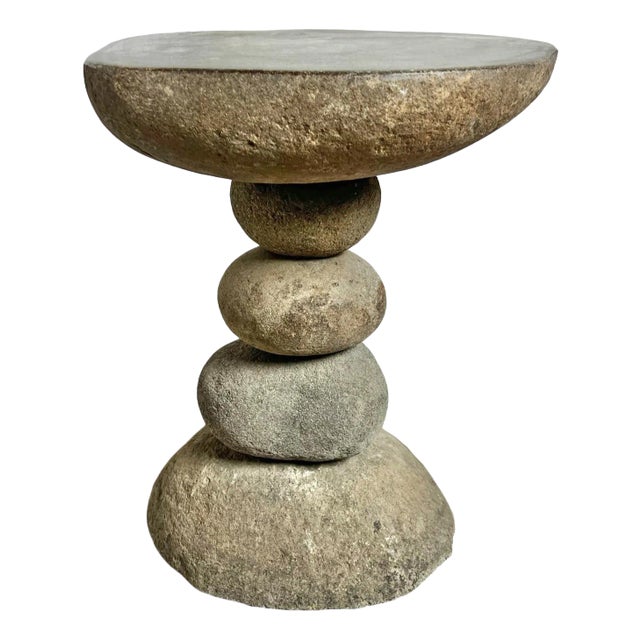 Vintage River Rock Stack Outdoor Stool / Side Table For Sale