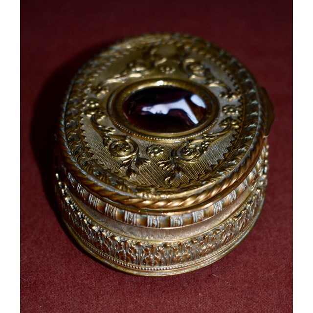 Antique Bronze Casket Box French Ormolu Jewelry Hand Painted Enamel Portrait For Sale - Image 11 of 18