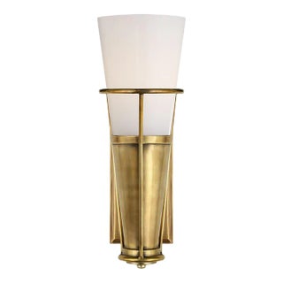 Thomas O'Brien for Visual Comfort Signature Robinson Single Sconce in Hand-Rubbed Antique Brass with White Glass For Sale