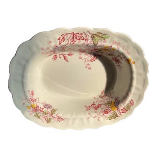 Ridgway "English Garden" Staffordshire Ironstone Oval Serving Platter | Floral Transferware For Sale