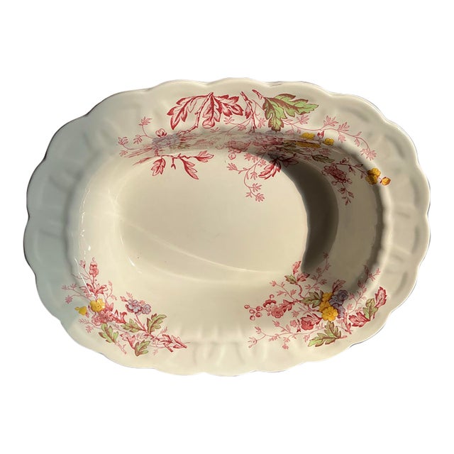 Ridgway "English Garden" Staffordshire Ironstone Oval Serving Platter | Floral Transferware For Sale