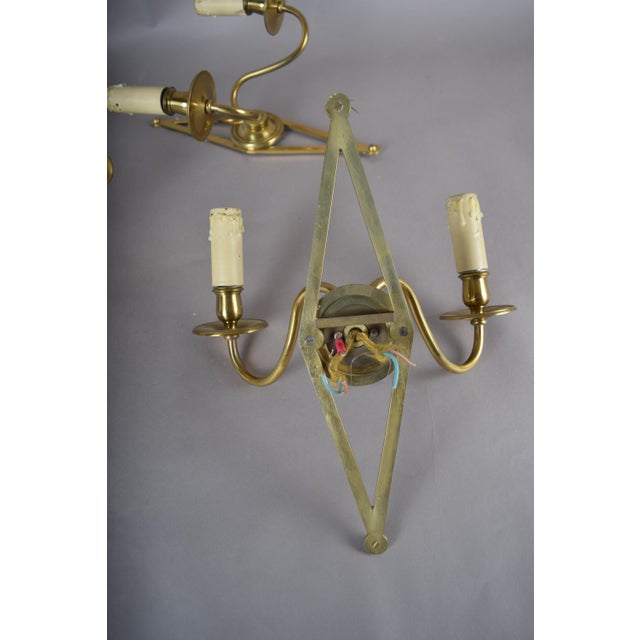 French Brass Wall Sconces with Diamond Backplates, 1960s, Set of 3 For Sale - Image 17 of 18
