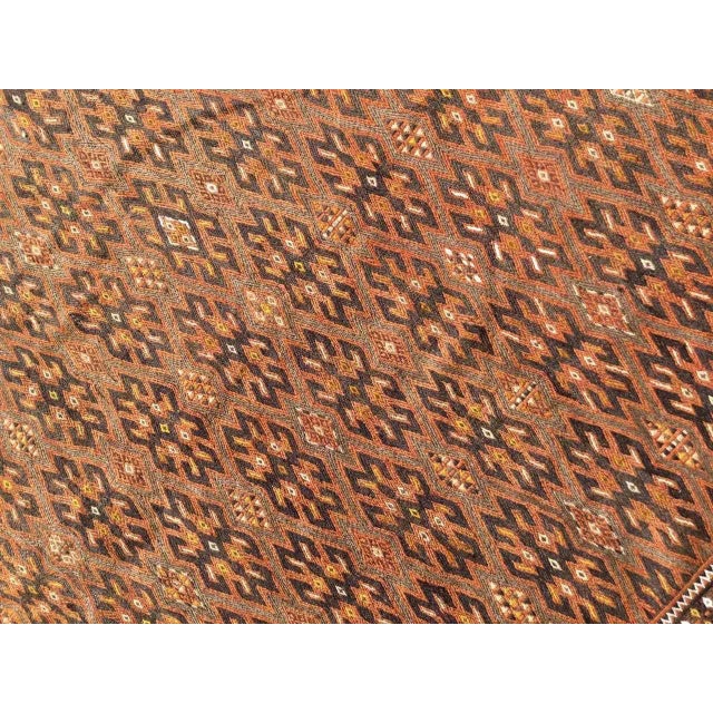 Brown 1950s Vintage Brown Soumak Kilim Rug, 142" X 79" For Sale - Image 8 of 11