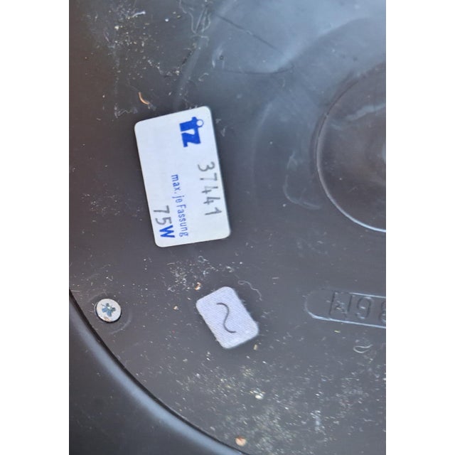 Metal Vintage Brass Floor Lamp from TZ-Leuchten with Handmade Blue and White Fabric Shade, 1970s For Sale - Image 7 of 9