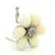 Elegant vintage Italian flower brooch crafted in 18K white gold, featuring six softly sculpted mother-of-pearl petals...
