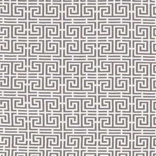Schumacher Chinois Fret Fabric in Grey / White For Sale