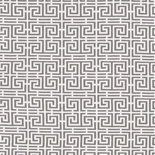 Schumacher Chinois Fret Fabric in Grey / White For Sale