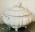 Portuguese Blanc De Chine Centerpiece Soup Tureen With Ornate Delicate Feet & Handles, a Ribbed Body, and Topped With a...