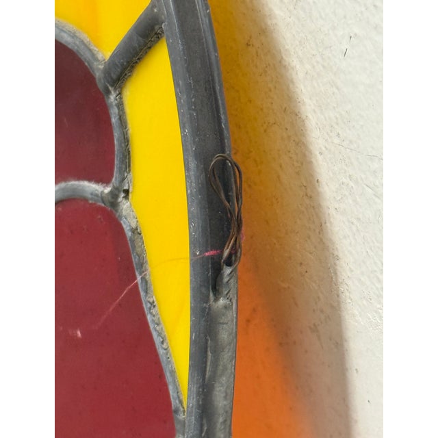 Circa 1978 Gene LeLonde Red Tulip Stained Glass Panel For Sale - Image 10 of 12