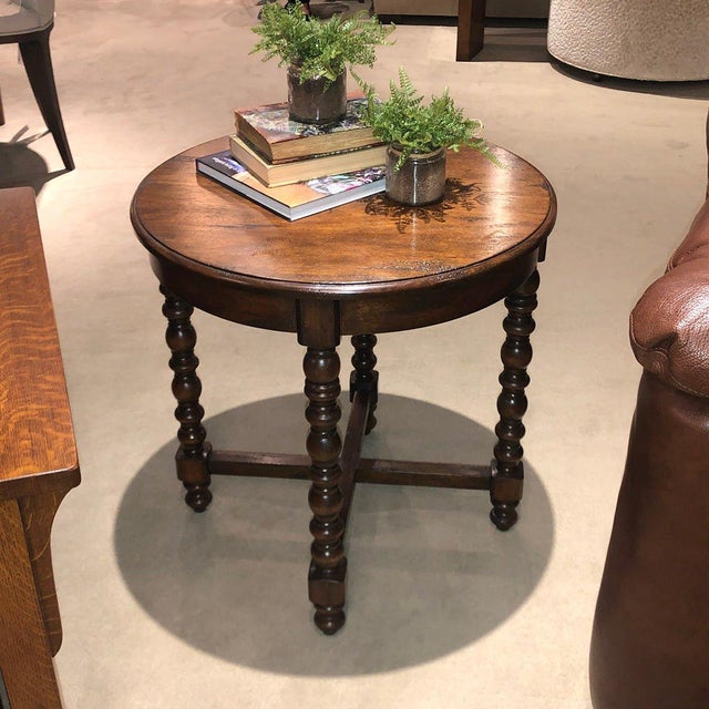 English Jacobean Style Round Side Table For Sale - Image 3 of 6