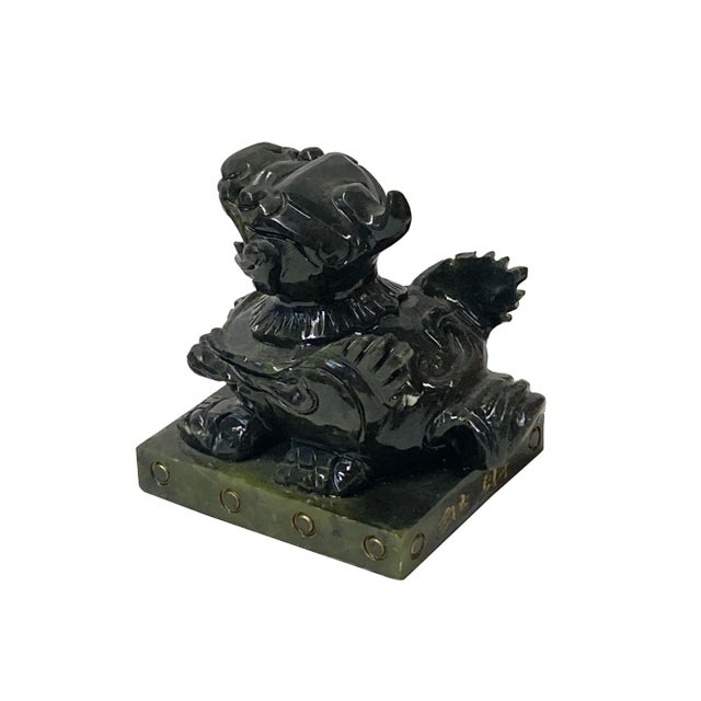 Hand Carved Chinese Green Stone Pixiu Fengshui Figure Size N329E For Sale In San Francisco - Image 6 of 7