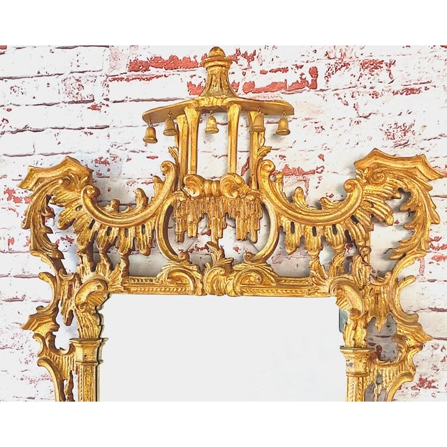 La Barge La Barge Chinese Chippendale Style Chinoiserie Pagoda Mirror Giltwood Finish For Sale - Image 4 of 18