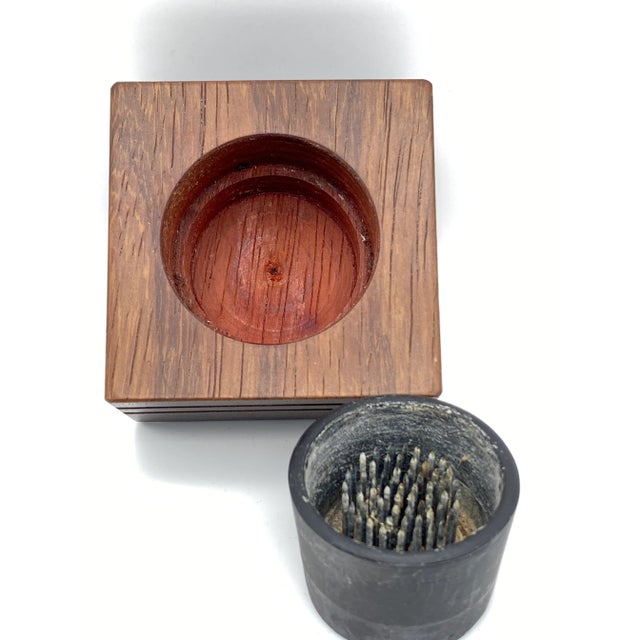 Mid 20th Century Handmade Ikebana Modern Wood Flower Frog - Artist Signed For Sale - Image 5 of 6