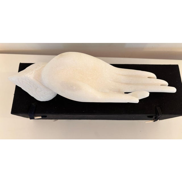 Vintage Alabaster Gyan Mudra Buddha Meditation Hand Sculpture in Box For Sale - Image 10 of 14