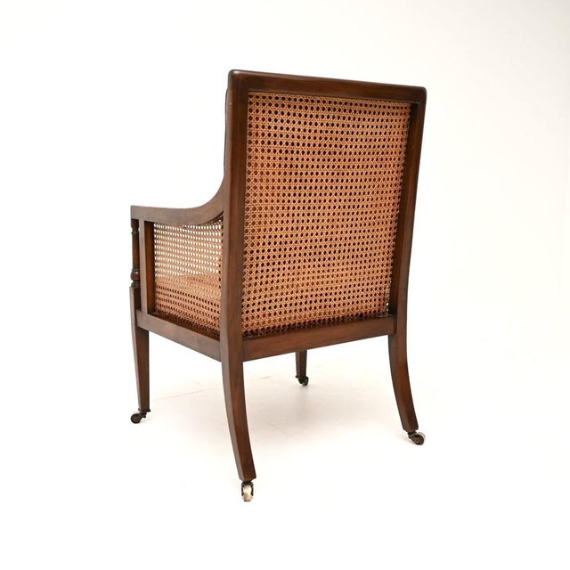 Antique Edwardian Leather and Cane Armchair, 1900 For Sale - Image 6 of 11