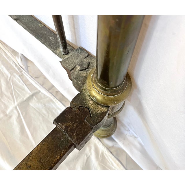 Pair of Antique Victorian Brass Twin Beds With Original Cast Iron Dovetail Rails For Sale - Image 11 of 17