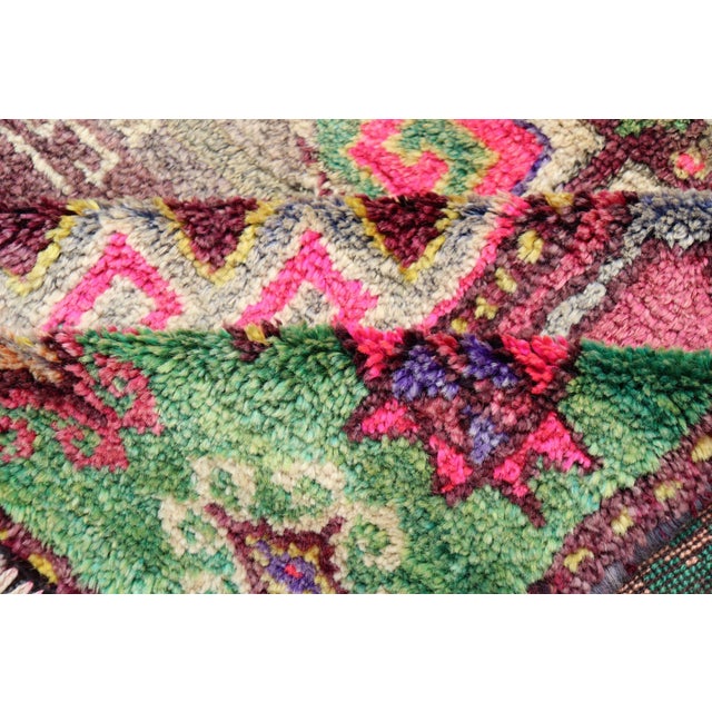 Vintage Caucasian Kazak Rug With Triple Medallions in Pink and Green 3'10 X 7'0 For Sale - Image 11 of 12