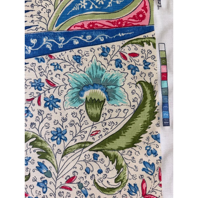 China Seas Quadrille Les Indiennes Multicolor Multi Blue Rouge Greens Fabric 2 Yards For Sale - Image 4 of 4