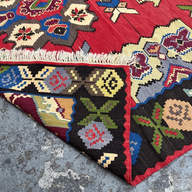 7ft 2in × 10ft 4in Turkish Kilim Area Rug With Geometric Medallion Pattern For Sale - Image 9 of 12