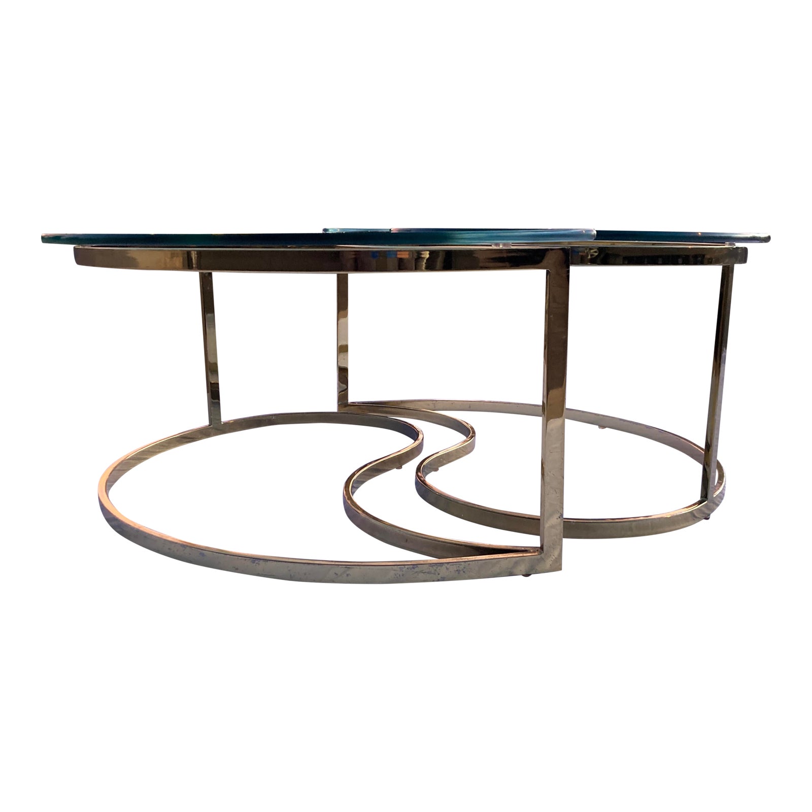 Mid Century Modern Italian Yin Yang Brass Base Glass Top Coffee Table Chairish