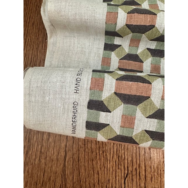Illusions Fabric by Vanderhurd Linen Hand Print Fabric 1 Yard For Sale In Raleigh - Image 6 of 7