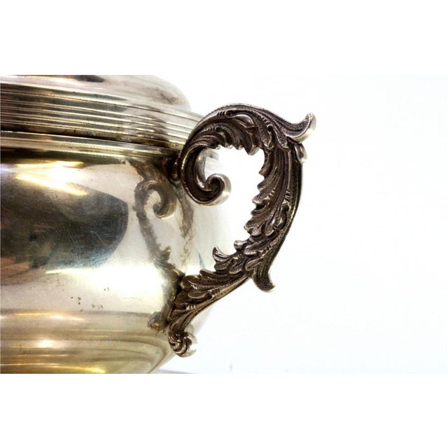 Silver Bonbon Jar on a Removable Plate with Goat-Shaped Knob Lid, Friezes and Raised Feet For Sale - Image 4 of 9