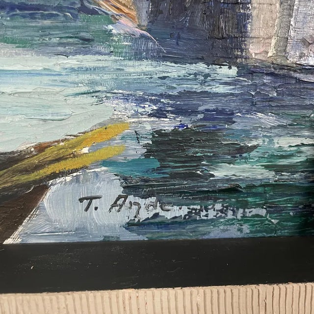 Mid Century Swedish Modernist Harbour Oil Painting by Tor Andersson For Sale - Image 4 of 18