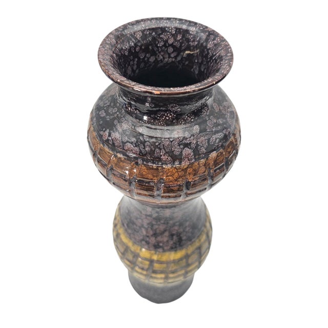 Mid-Century Italian Studio Pottery Brutalist Volcanic Glaze Lava Floor Vase 14" For Sale - Image 11 of 12