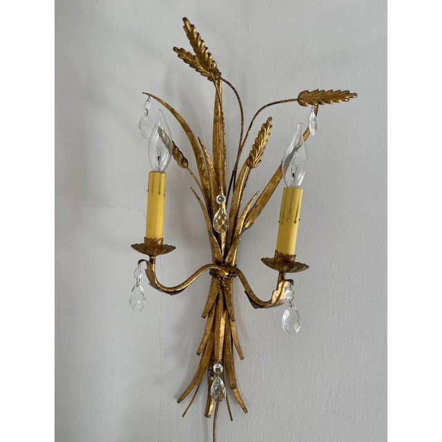 Italian Mid 20th Century Italian Wheat Sconces - A Pair For Sale - Image 3 of 3